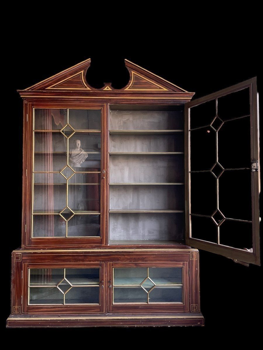 Large, Very Decorative 4-door Bookcase Circa 1900-photo-5