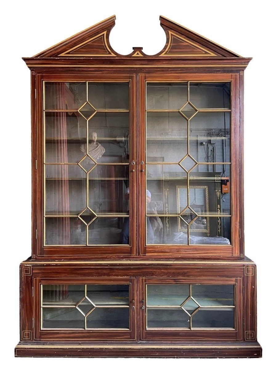Large, Very Decorative 4-door Bookcase Circa 1900-photo-8