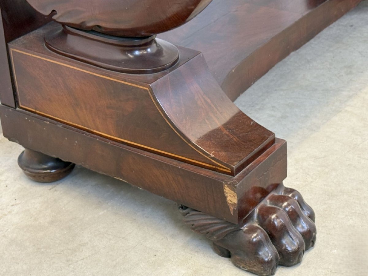 Beautiful Charles X Console In Mahogany, 19th Century.-photo-4