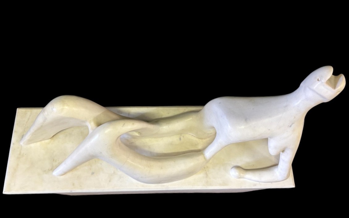 Large Modern White Marble Sculpture 107 Cm-photo-2