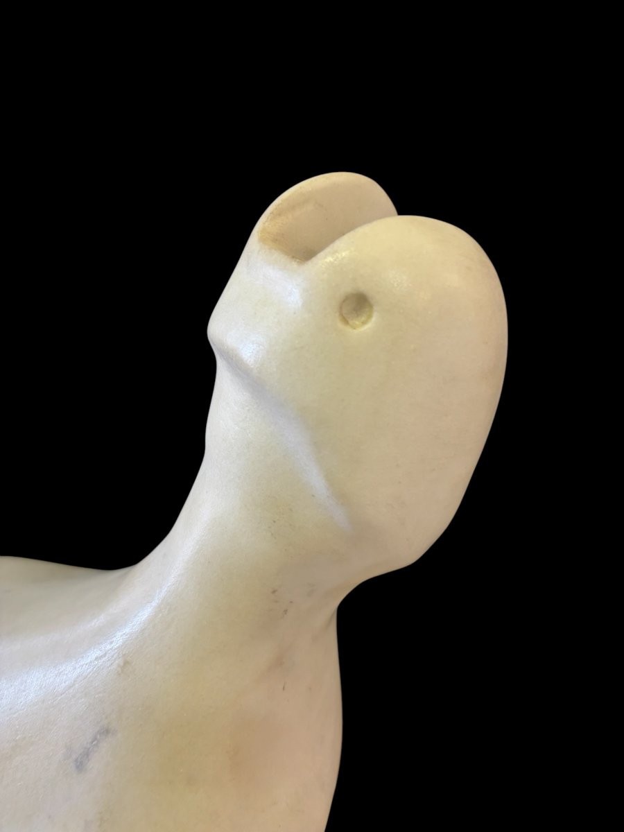Large Modern White Marble Sculpture 107 Cm-photo-3