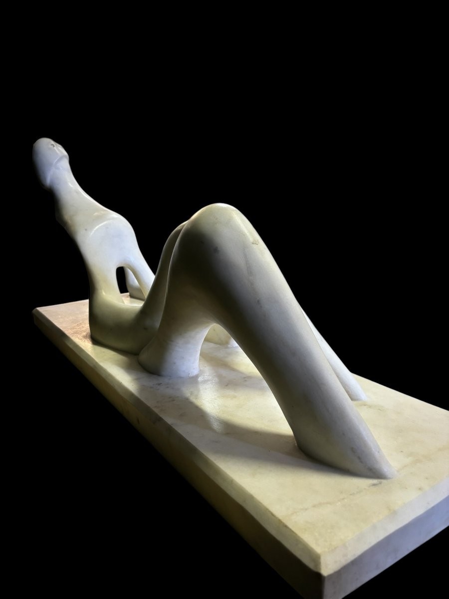 Large Modern White Marble Sculpture 107 Cm-photo-4