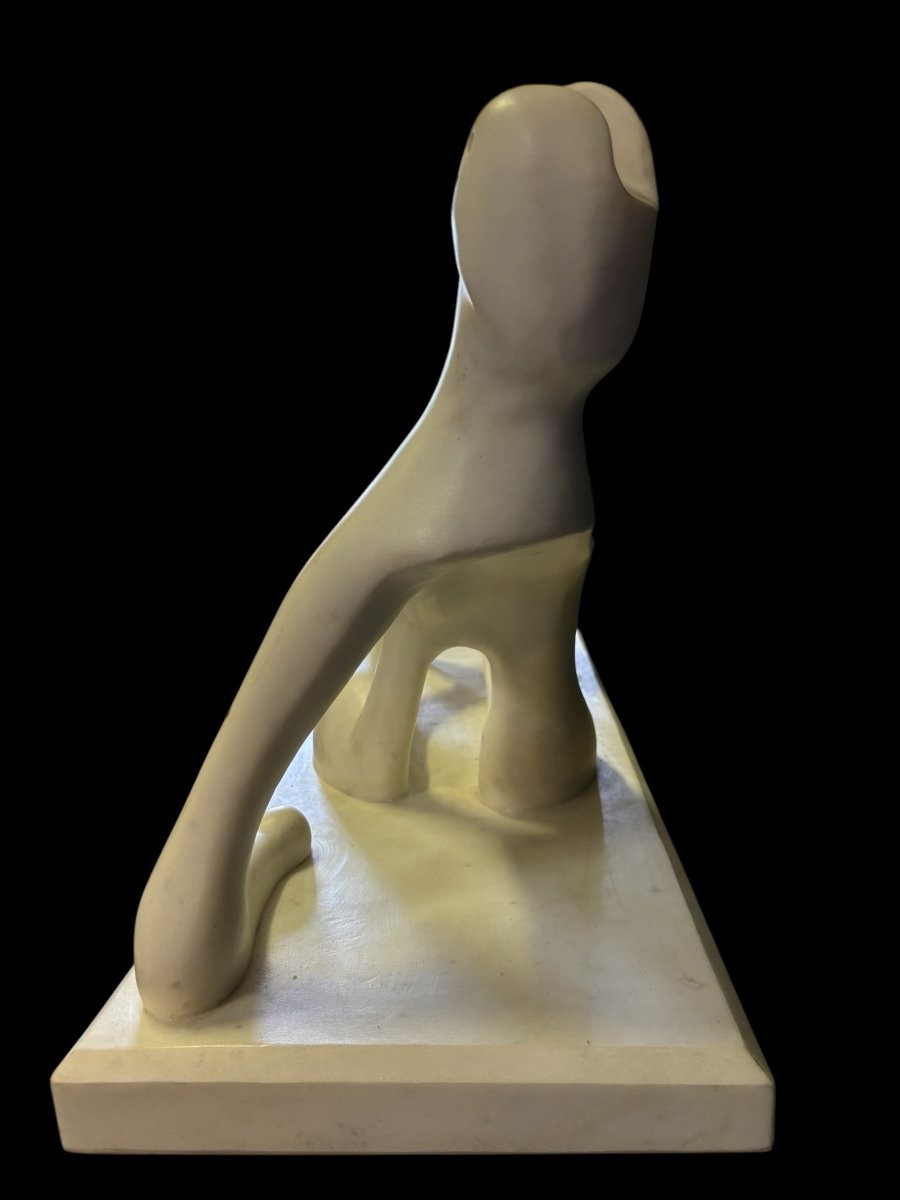 Large Modern White Marble Sculpture 107 Cm-photo-5