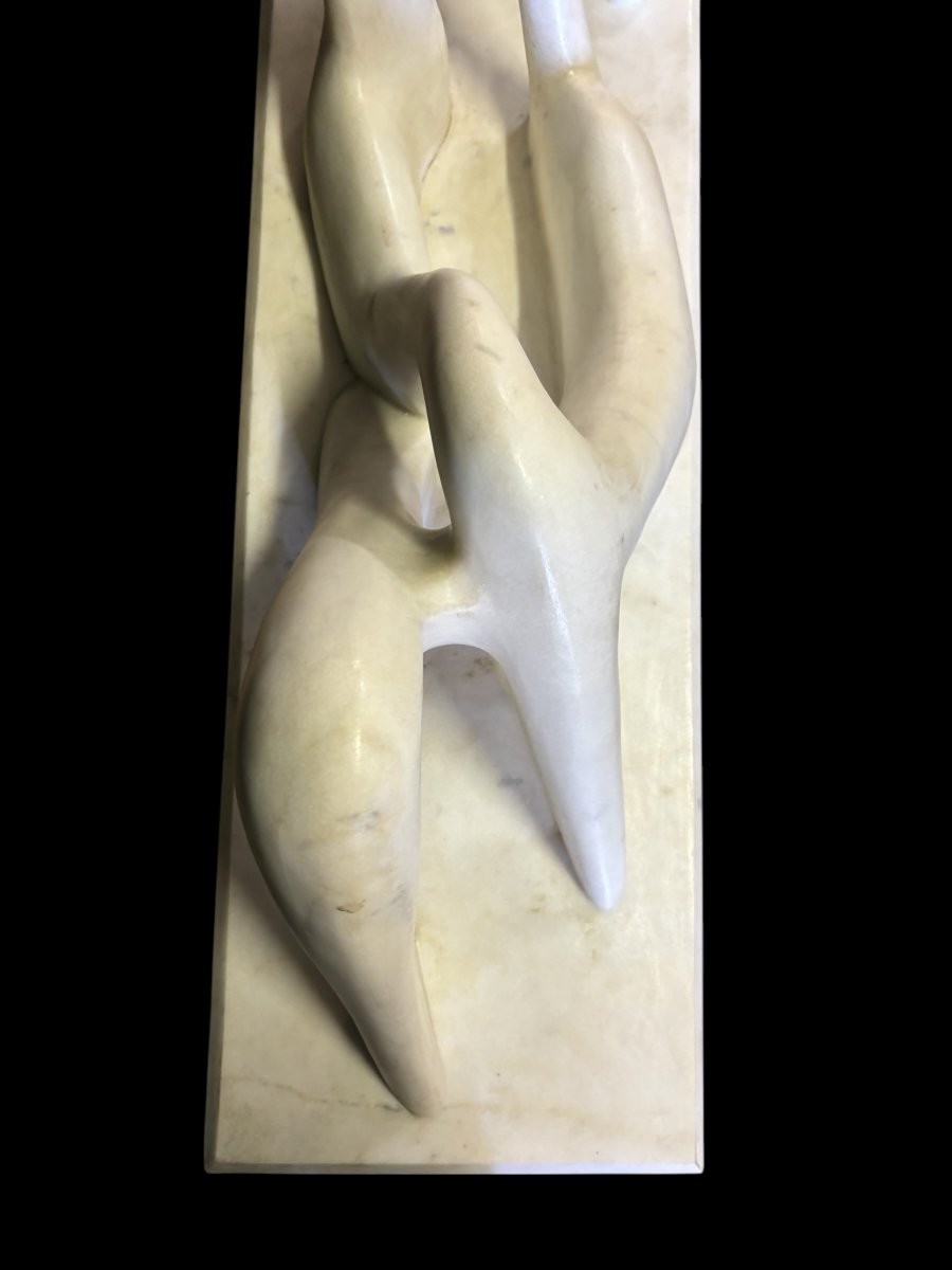 Large Modern White Marble Sculpture 107 Cm-photo-7