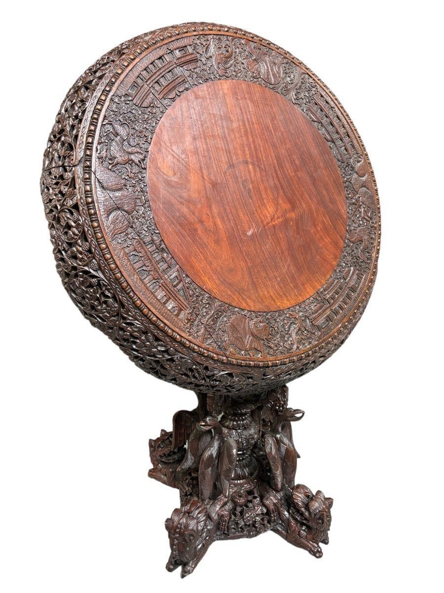Finely Carved Hardwood Center Table, 19th Century.-photo-3