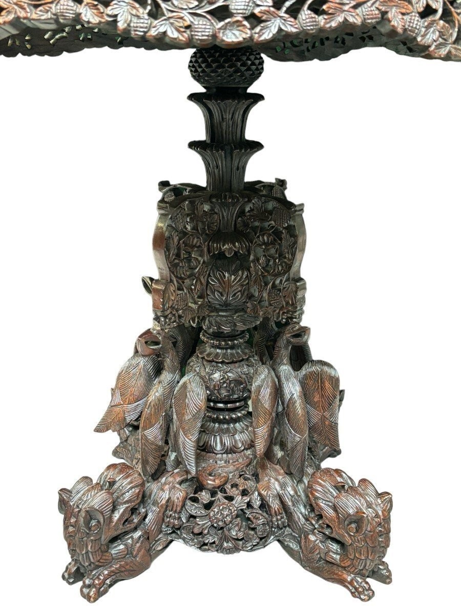 Finely Carved Hardwood Center Table, 19th Century.-photo-4