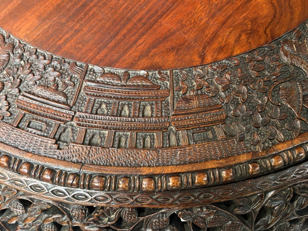Finely Carved Hardwood Center Table, 19th Century.-photo-4
