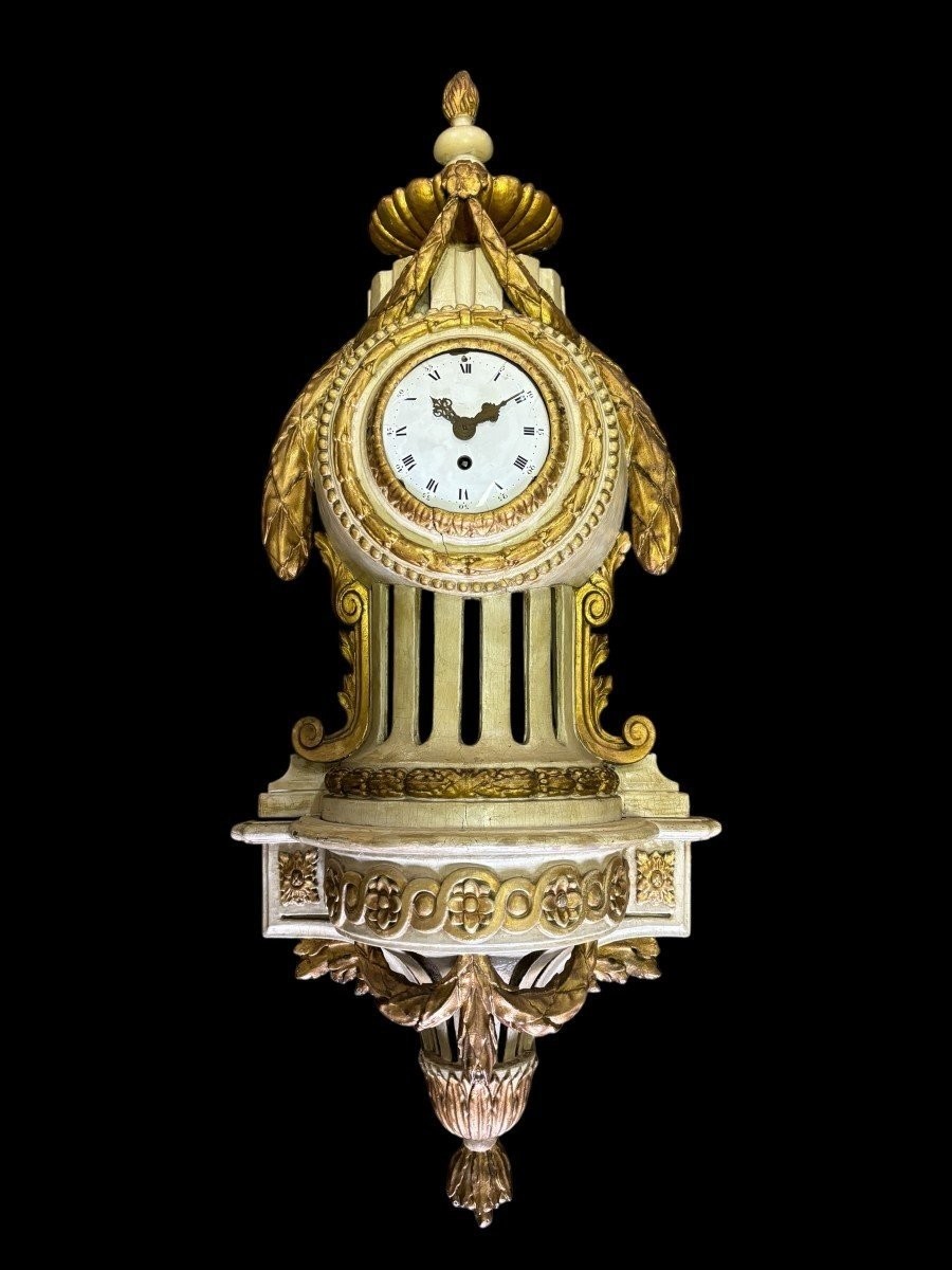 Louis XVI Wall Sign On Base In Painted Wood, 18th Century.-photo-8