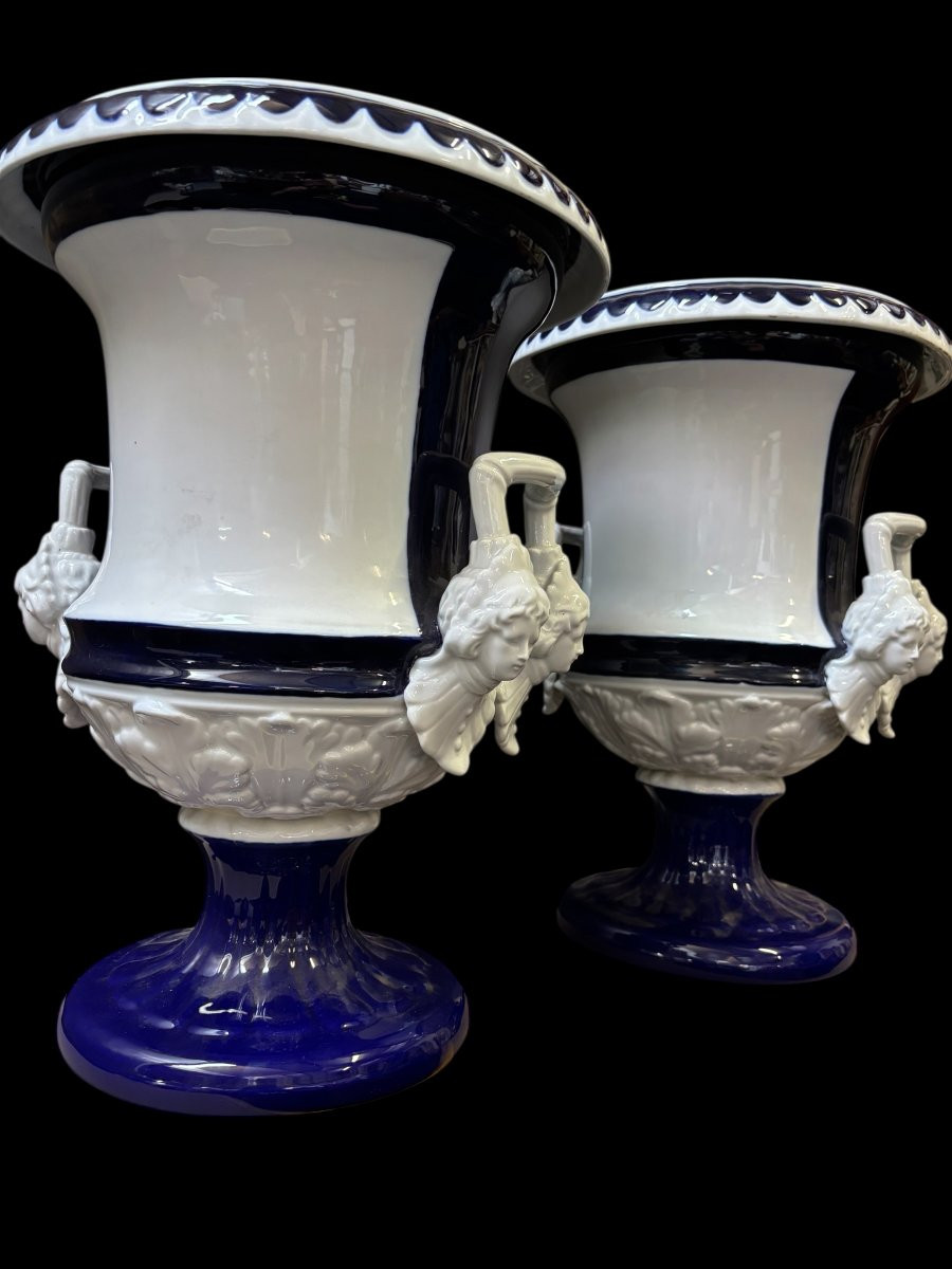 Pair Of Large Medici Porcelain Vases (45 Cm).-photo-6