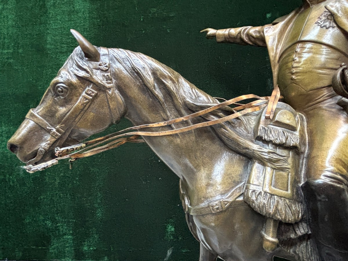 Grande sculpture en bronze " Napoléon à cheval " 19ème.( 62 cm )-photo-3