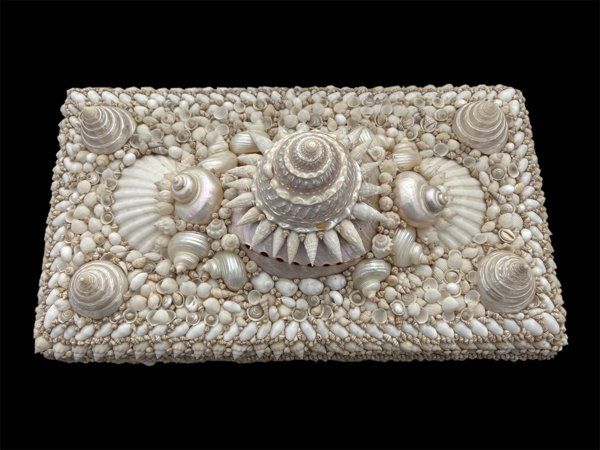 Grande boîte à couvercle « coquillages » fin 20ème.-photo-4