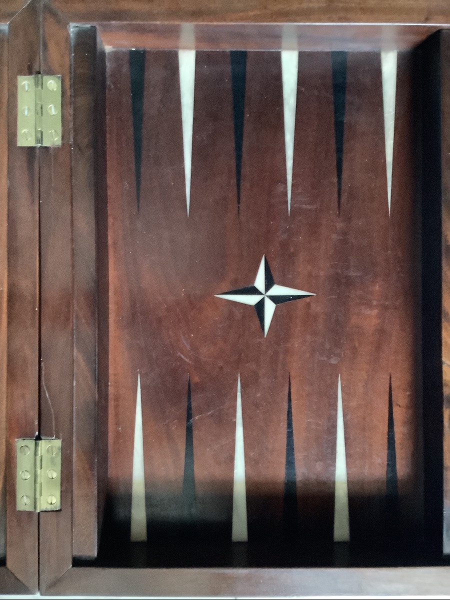 Jeu De Backgammon En Acajou,Ivoire et ébène.-photo-6