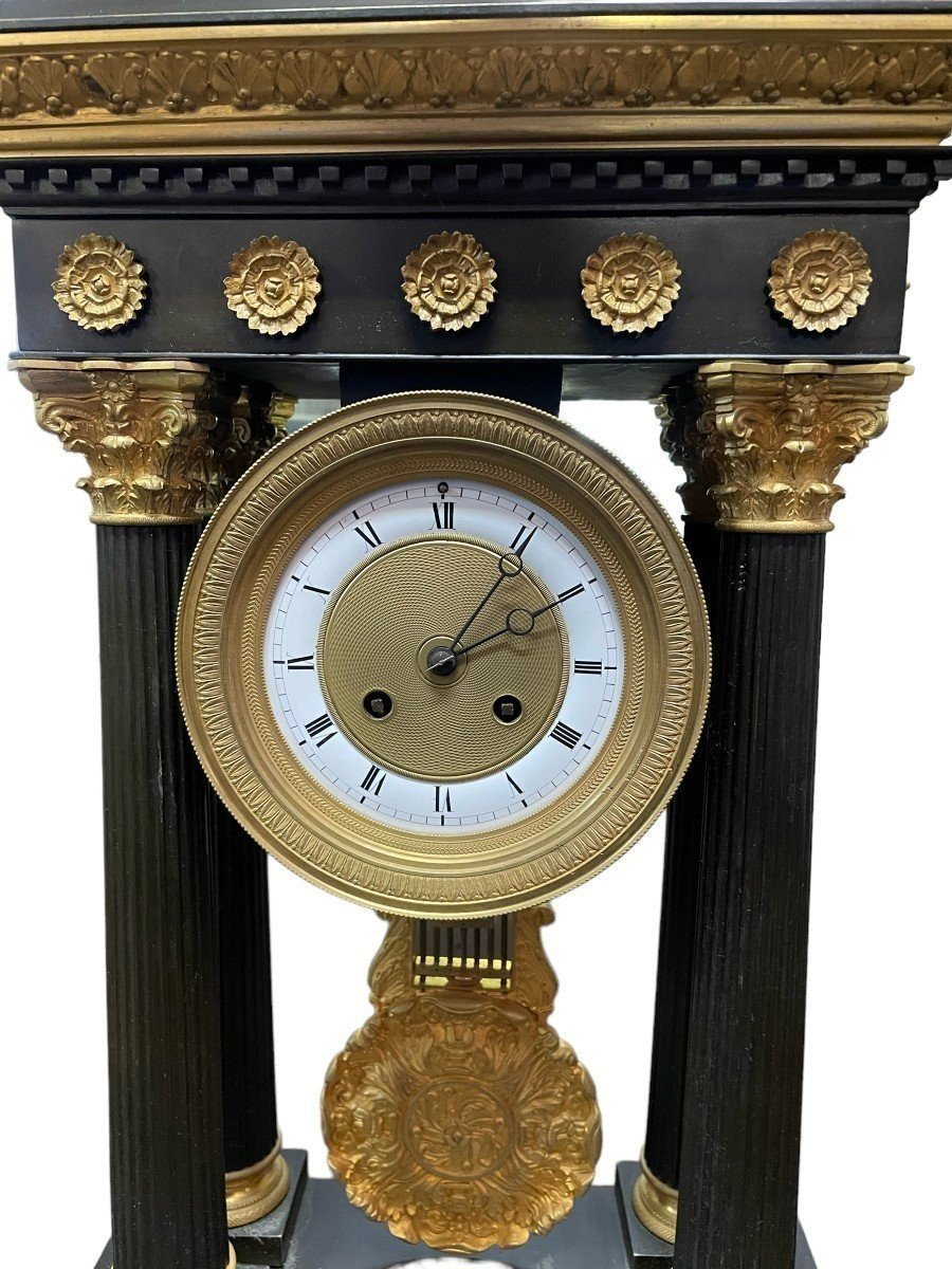 Large 19th Century Gilt And Patinated Bronze Portico Clock.-photo-2