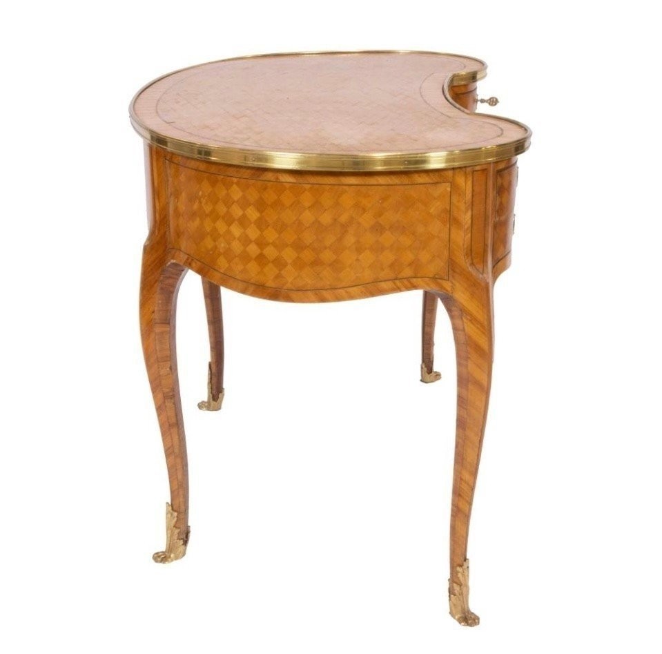 Beautiful French Louis XV Style Parquet Desk, 19th Century.-photo-2