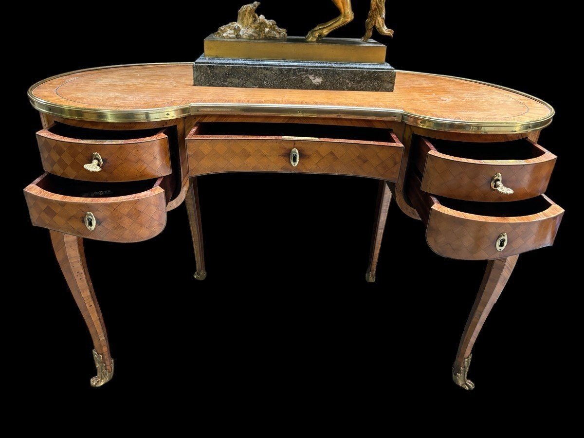 Beautiful French Louis XV Style Parquet Desk, 19th Century.-photo-1