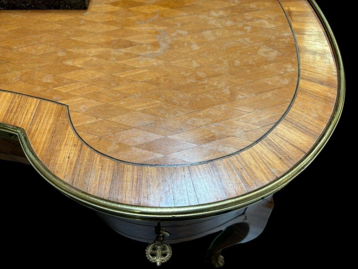 Beautiful French Louis XV Style Parquet Desk, 19th Century.-photo-2