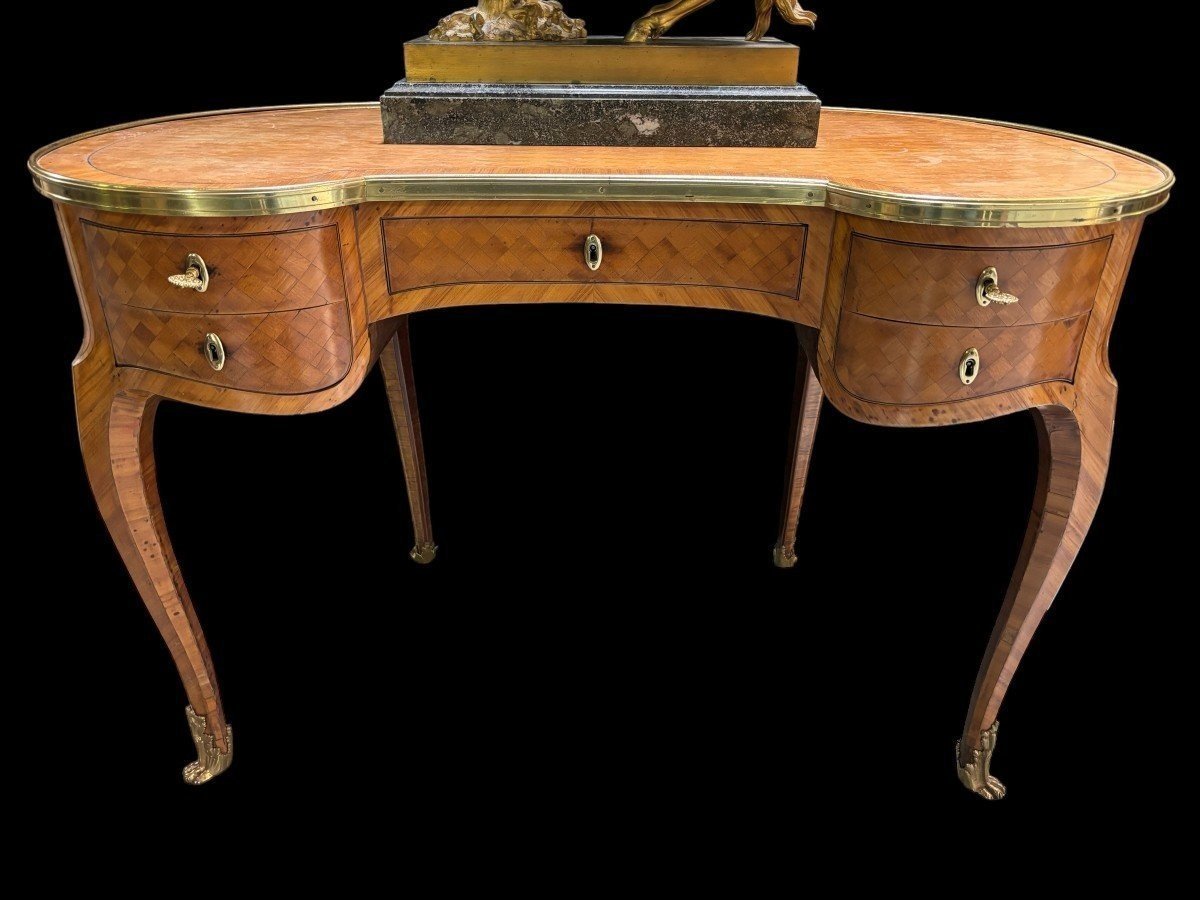 Beautiful French Louis XV Style Parquet Desk, 19th Century.-photo-7