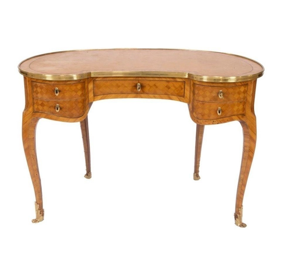 Beautiful French Louis XV Style Parquet Desk, 19th Century.-photo-8