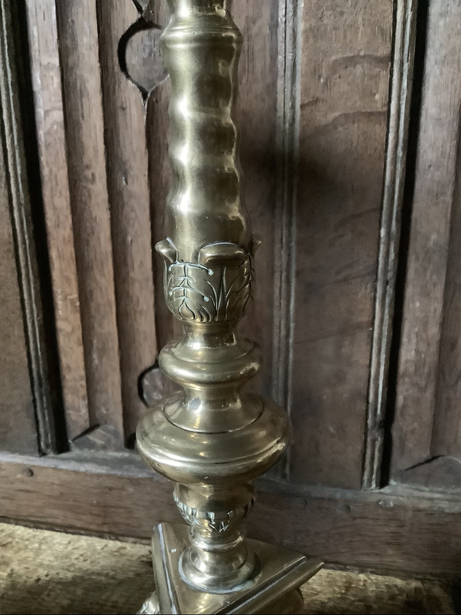 Paire de pique cierge en bronze Baroque 1675 -photo-3