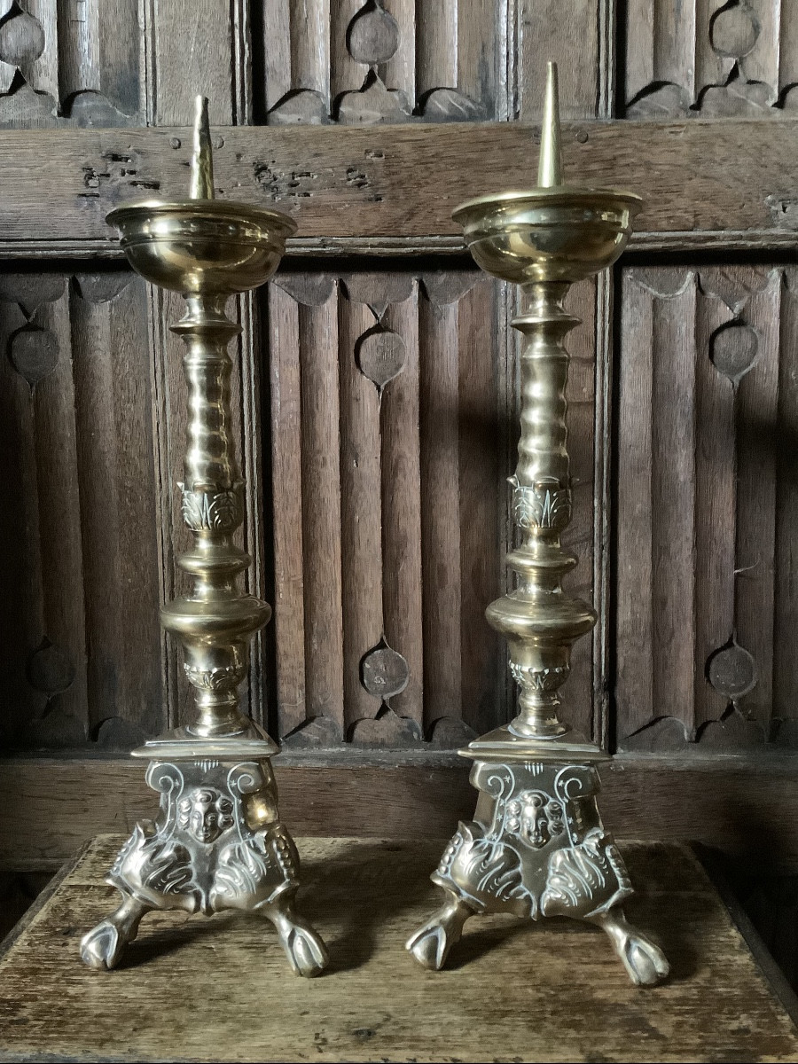 Paire de pique cierge en bronze Baroque 1675 