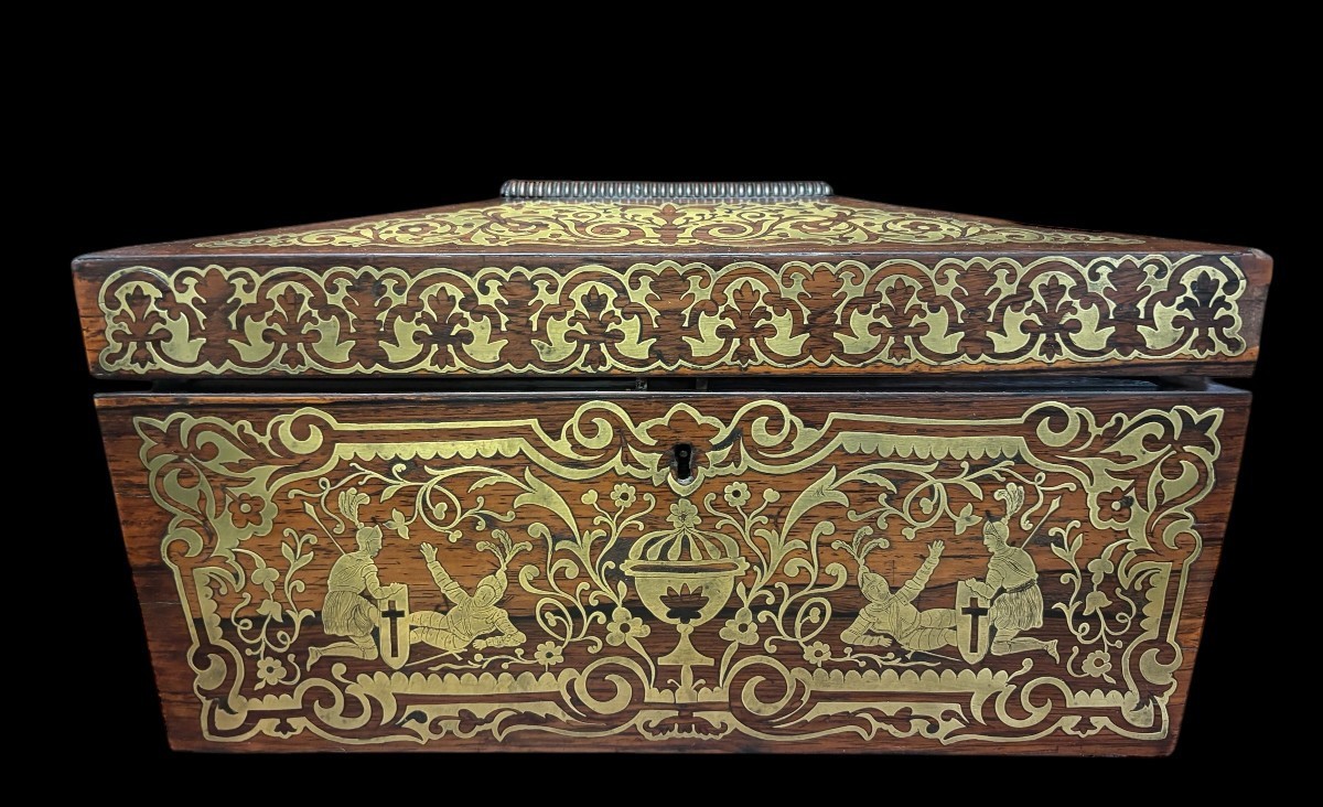 Boîte à Thé En Marqueterie Boulle Du 19ème Siècle.