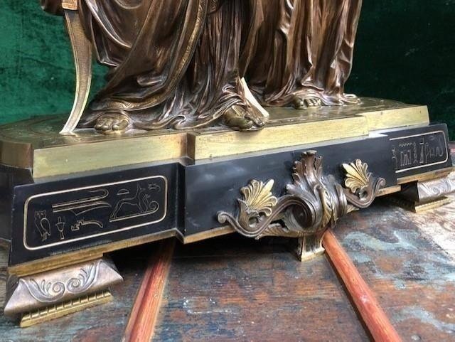Decorative Sculpture "return From Egypt" 2 Figures In Bronze 19thc.-photo-3