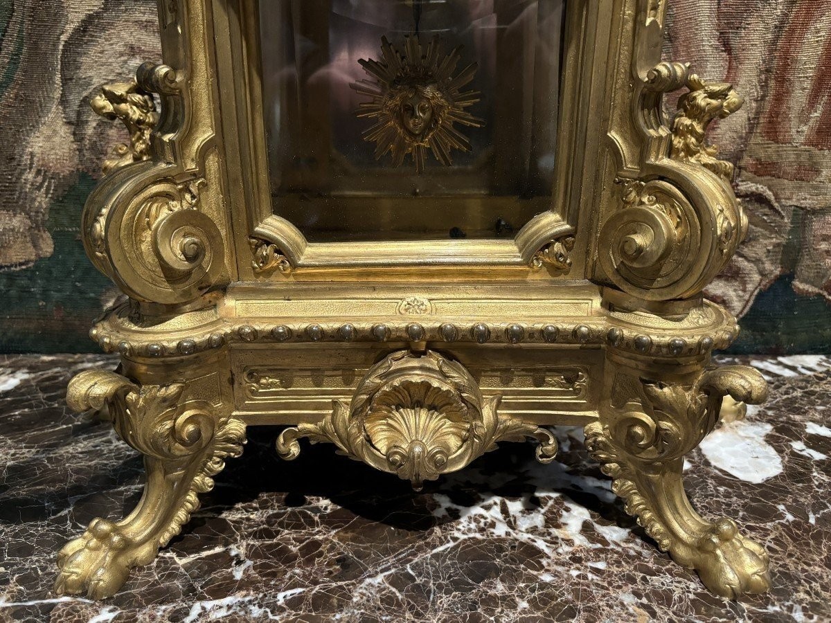 Large 19th Century Gilt Bronze And Cut Glass Clock (80 Cm).-photo-4