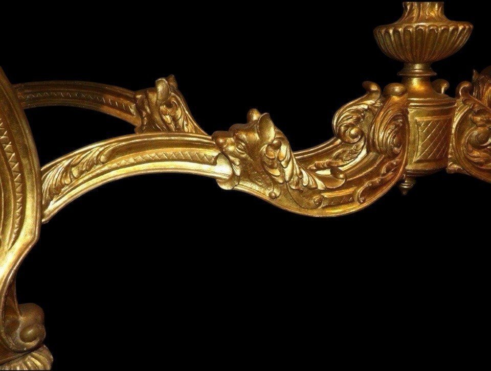 Large Louis XV Style 4-legged Console Table In Gilded Wood, 19th Century.-photo-6