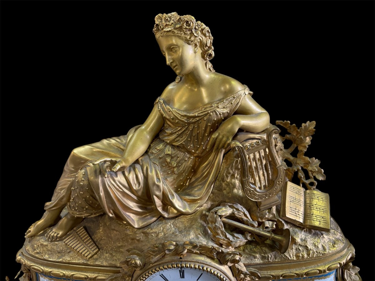 Élégante pendule en bronze doré / Sèvres ,  XIXe-photo-2