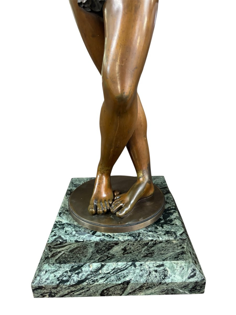 Grande sculpture « ange avec harpe » en bronze 19ème.( 76 cm )-photo-2