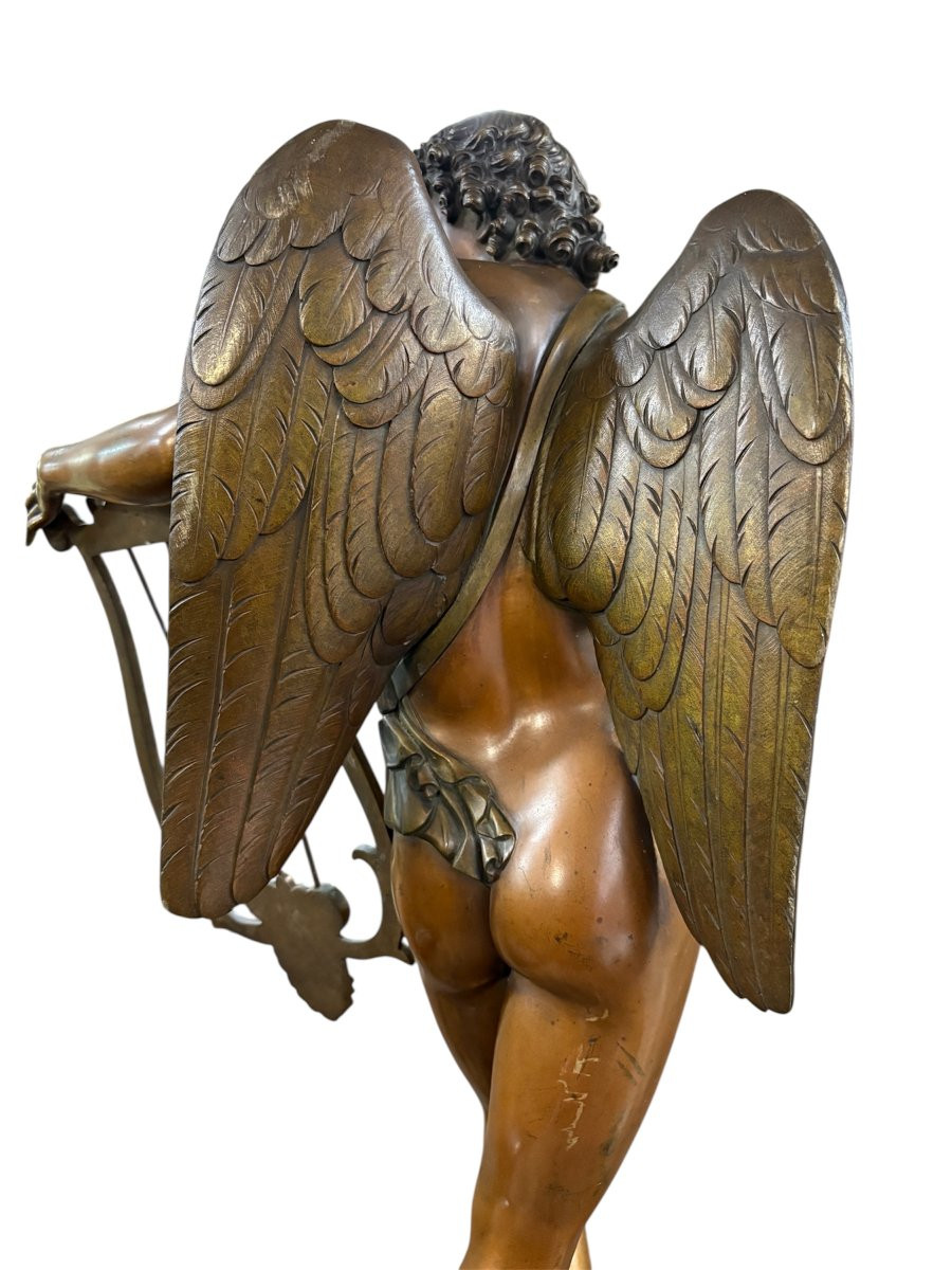 Grande sculpture « ange avec harpe » en bronze 19ème.( 76 cm )-photo-5