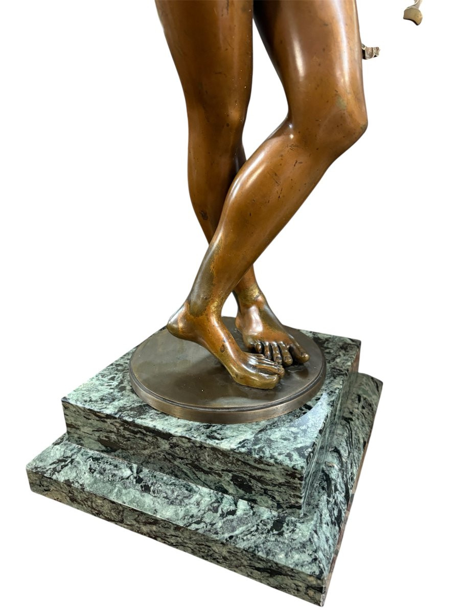 Grande sculpture « ange avec harpe » en bronze 19ème.( 76 cm )-photo-8
