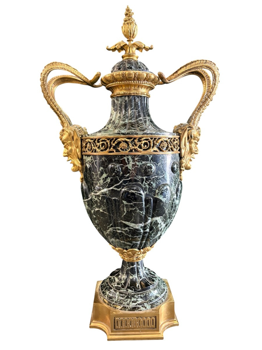 Very Large 19th Century Marble And Bronze Cassolette (80 Cm)-photo-3