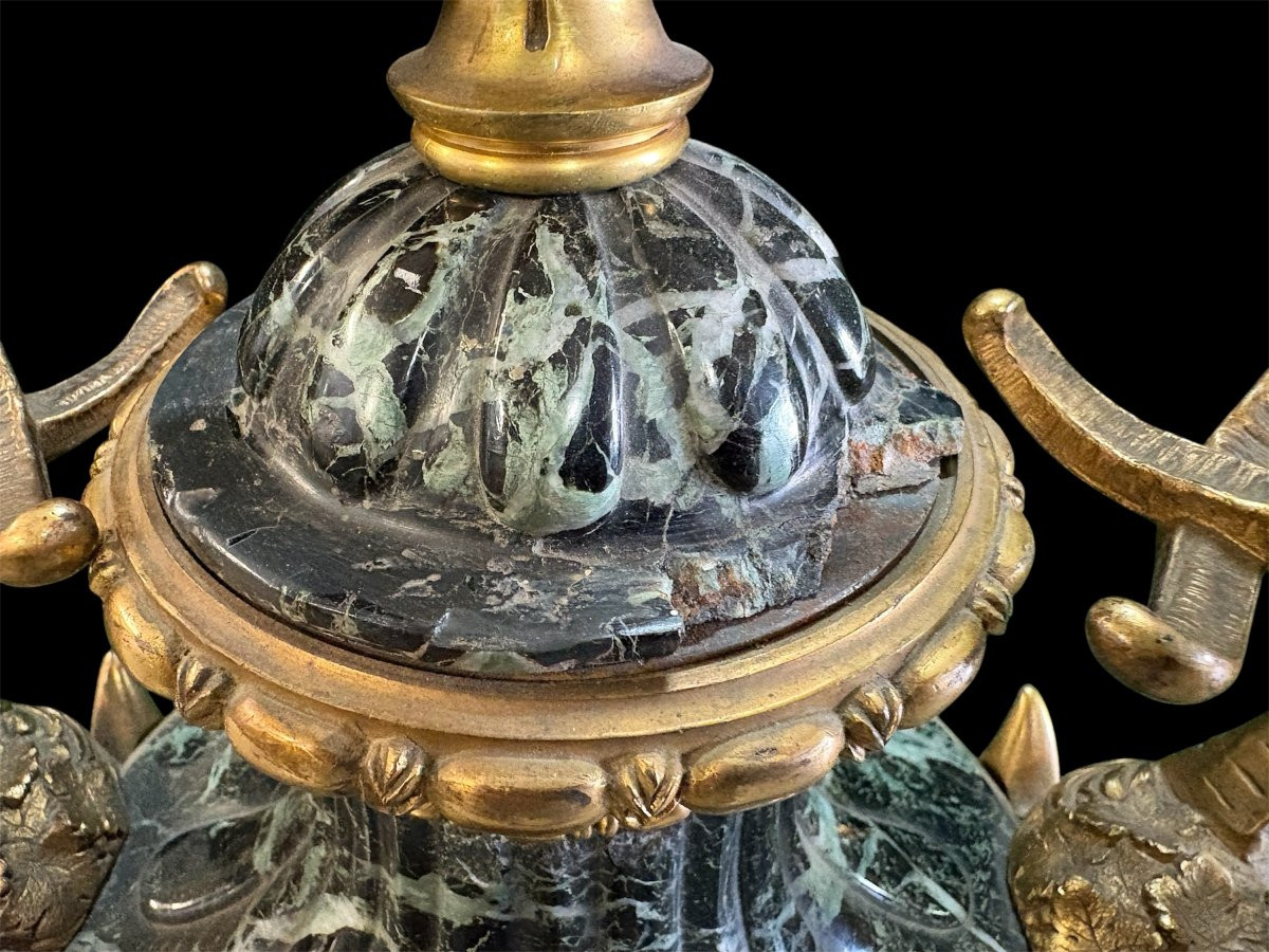 Very Large 19th Century Marble And Bronze Cassolette (80 Cm)-photo-3