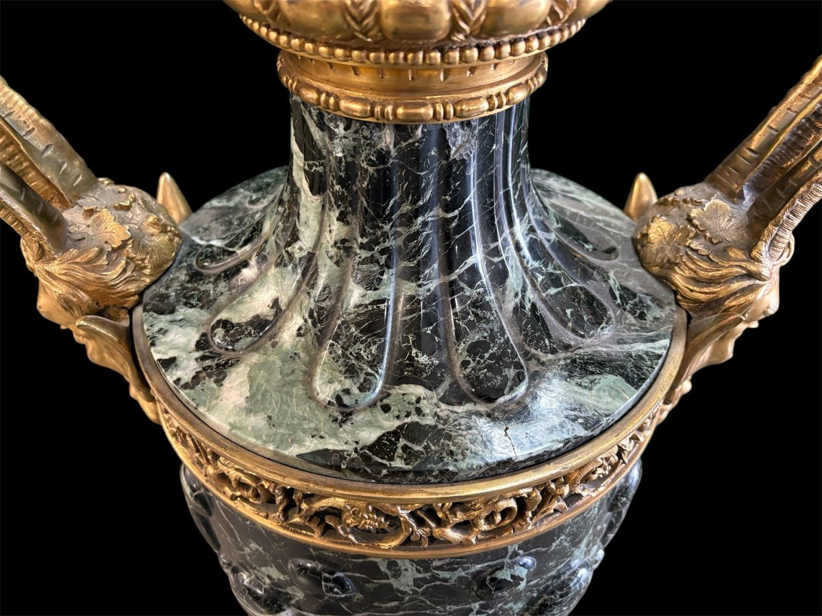 Very Large 19th Century Marble And Bronze Cassolette (80 Cm)-photo-4