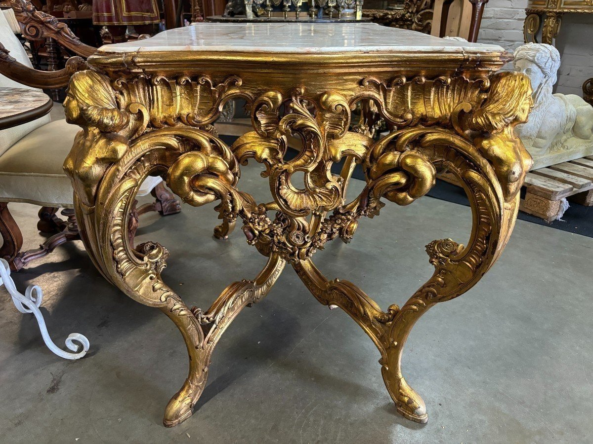 19th Century Louis XV Style Giltwood Center Table.-photo-2