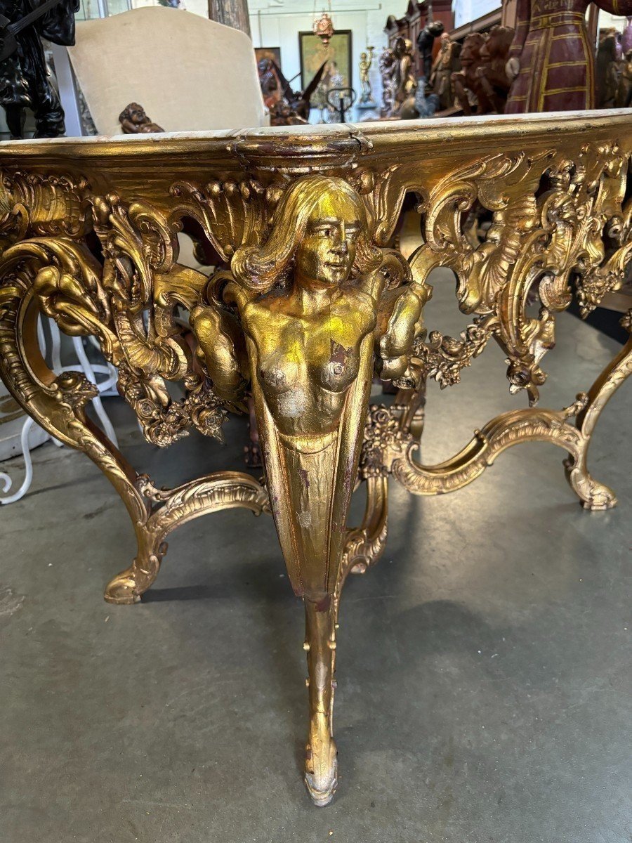 19th Century Louis XV Style Giltwood Center Table.-photo-4