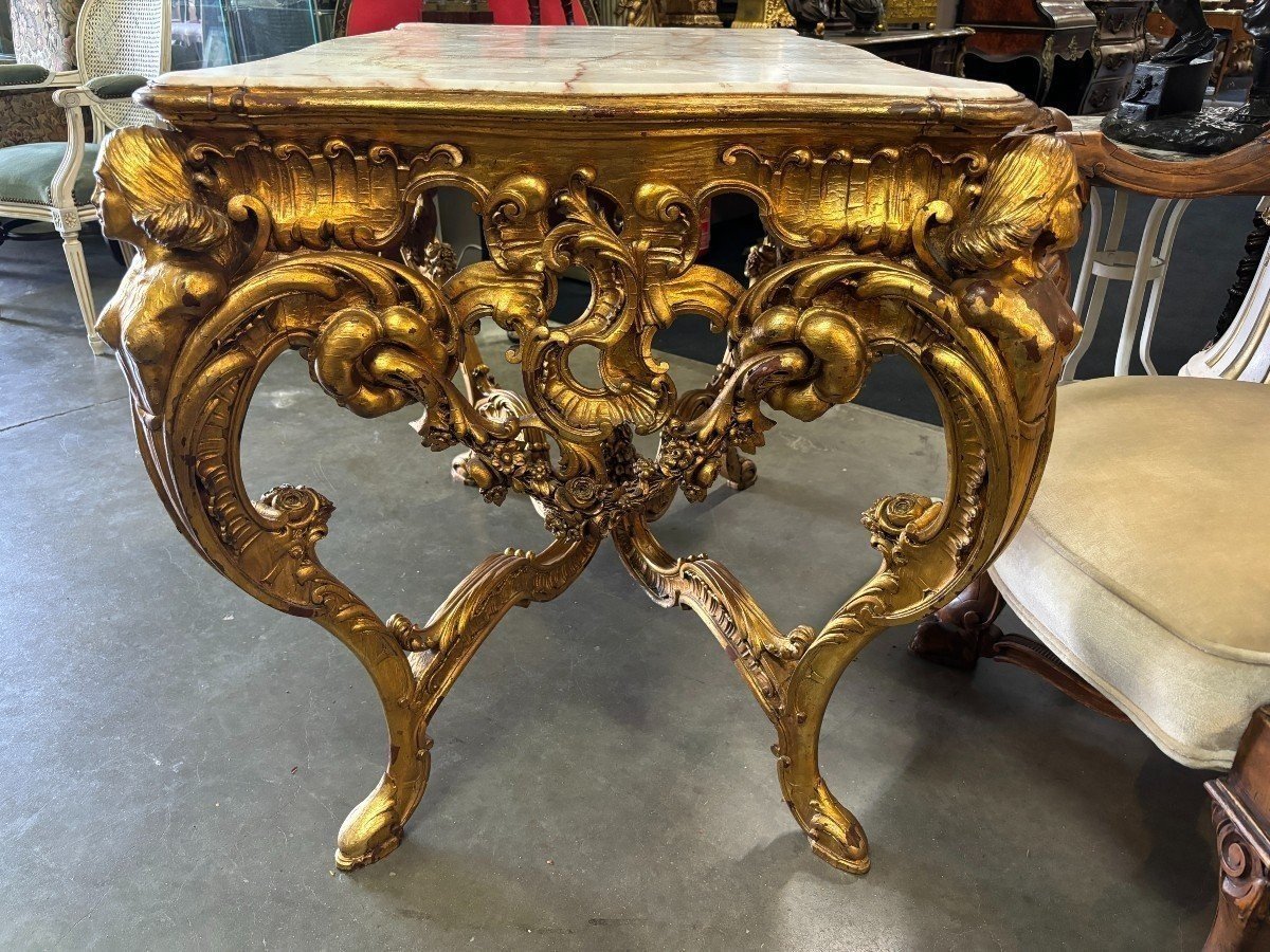 19th Century Louis XV Style Giltwood Center Table.-photo-5