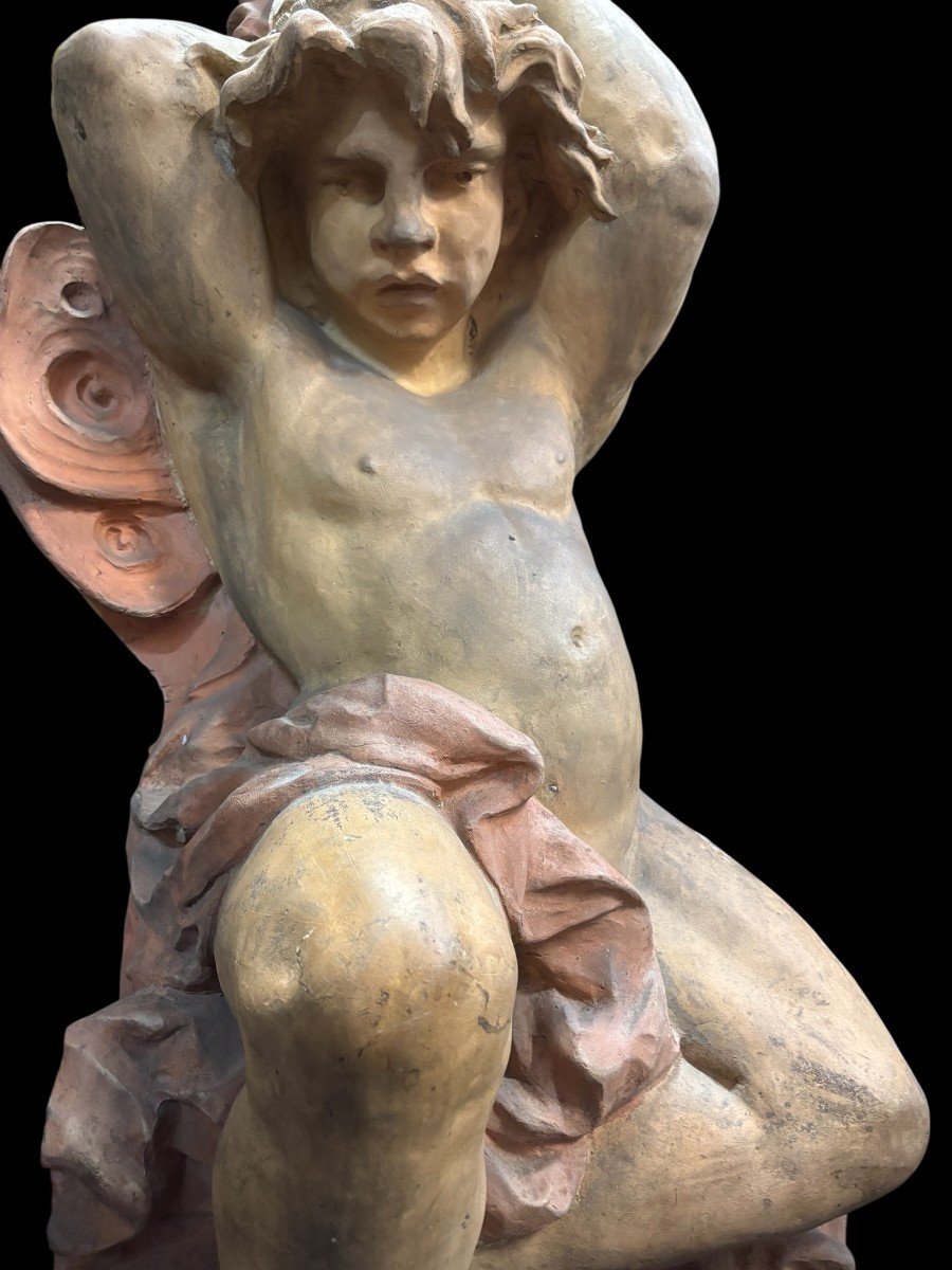 Large Terracotta Sculpture In The Renaissance Style From The 18th Century. (115 Cm)-photo-3
