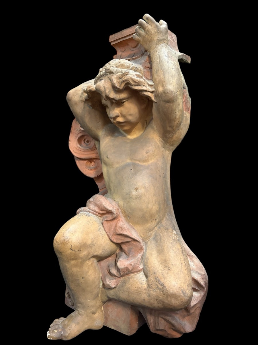 Large Terracotta Sculpture In The Renaissance Style From The 18th Century. (115 Cm)-photo-4