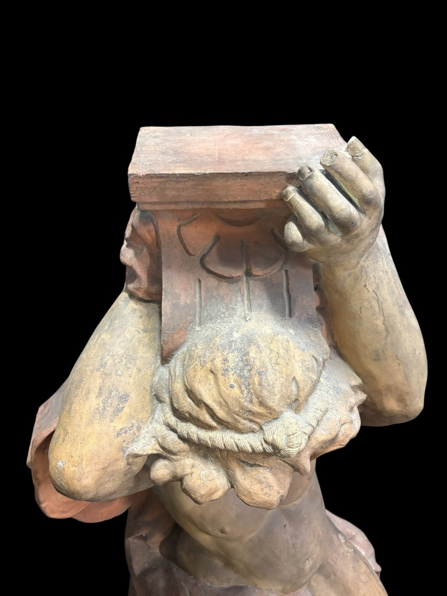 Large Terracotta Sculpture In The Renaissance Style From The 18th Century. (115 Cm)-photo-4