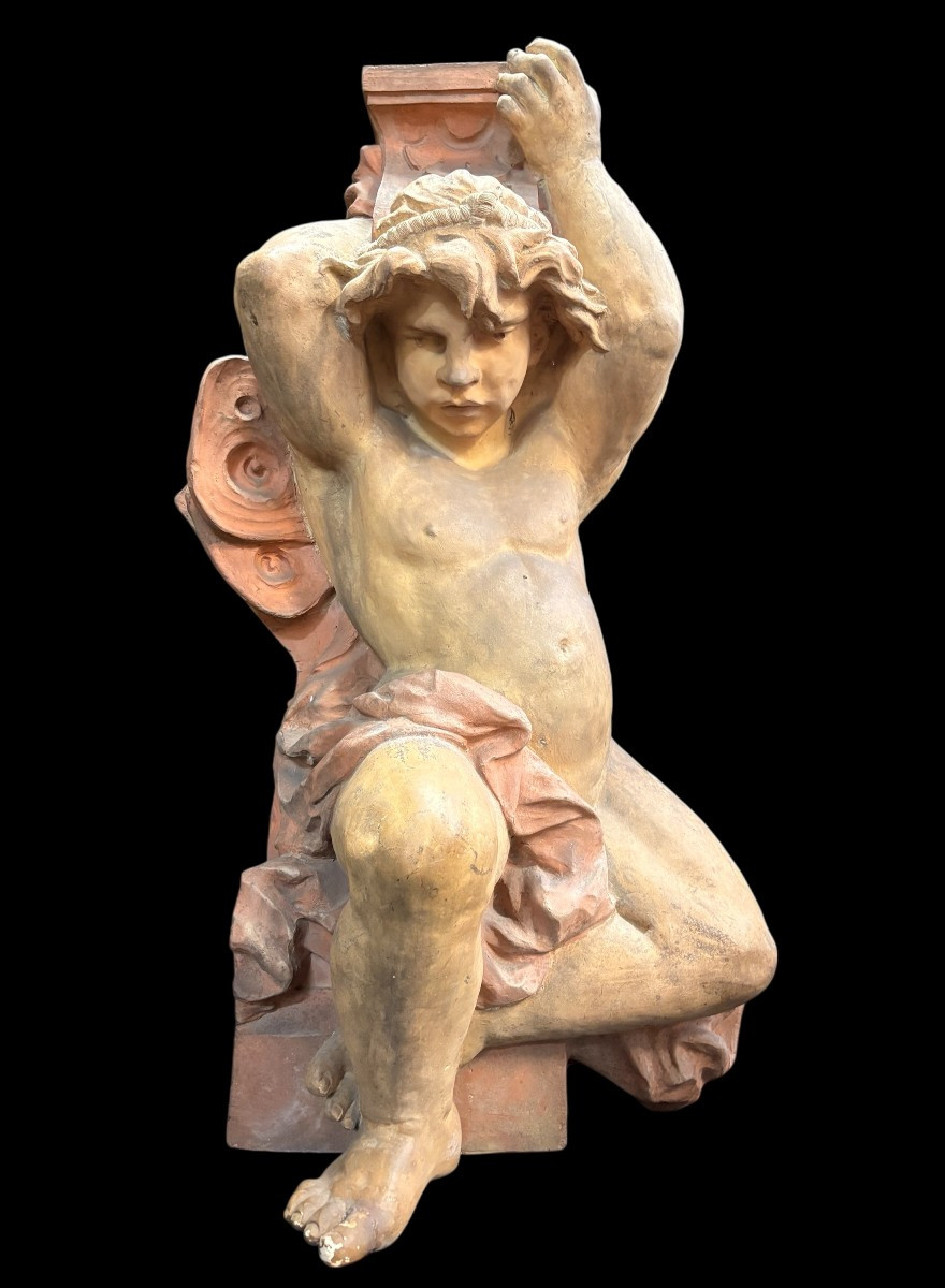 Large Terracotta Sculpture In The Renaissance Style From The 18th Century. (115 Cm)