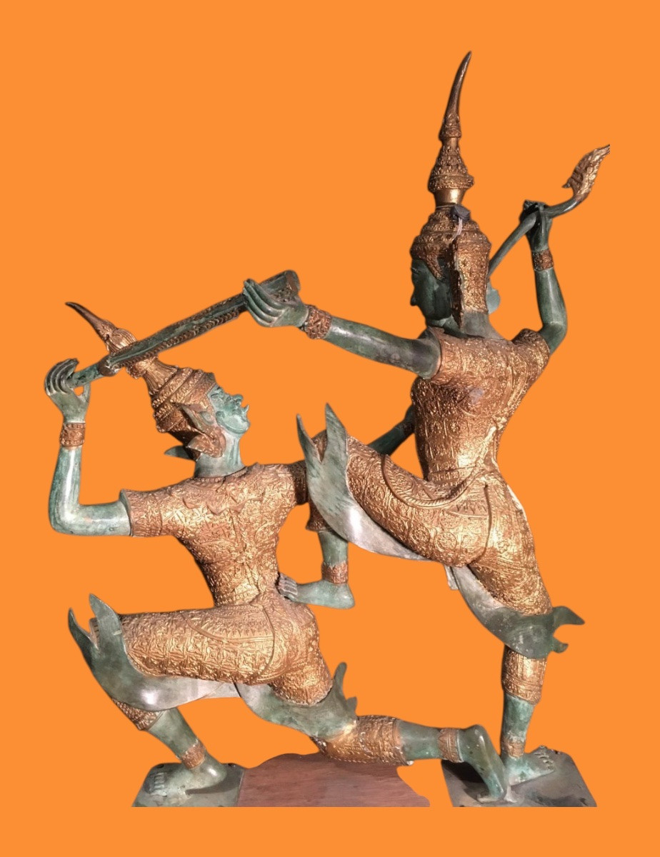 Gilded Bronze Sculpture With Green Patina -photo-2