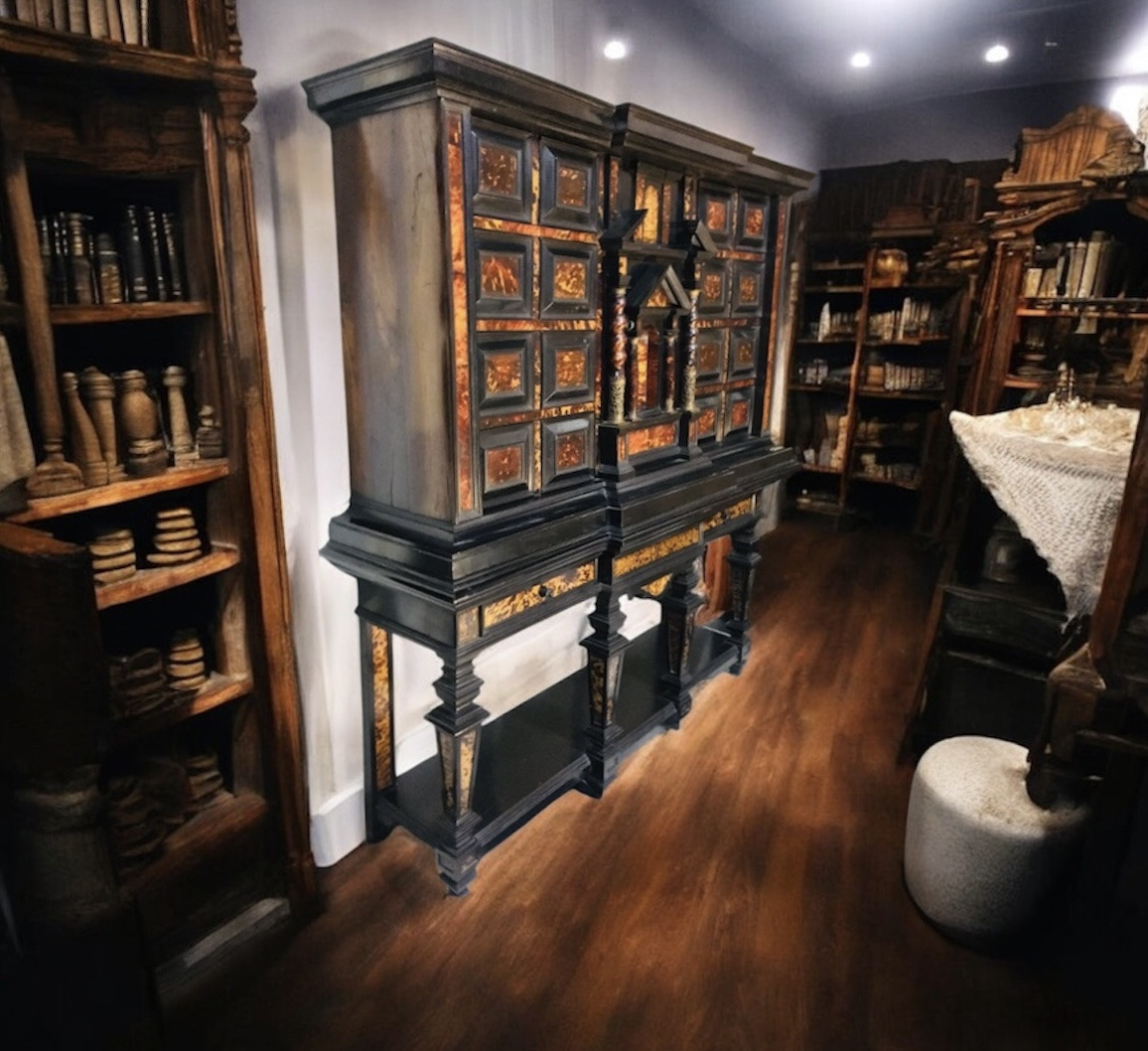 Large Antwerp Cabinet Circa 1700 In Ebony -photo-2