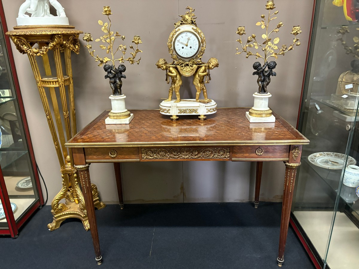 Beautiful Louis XVI Style Living Room Table / Desk By Jean-henri Riesener.-photo-8
