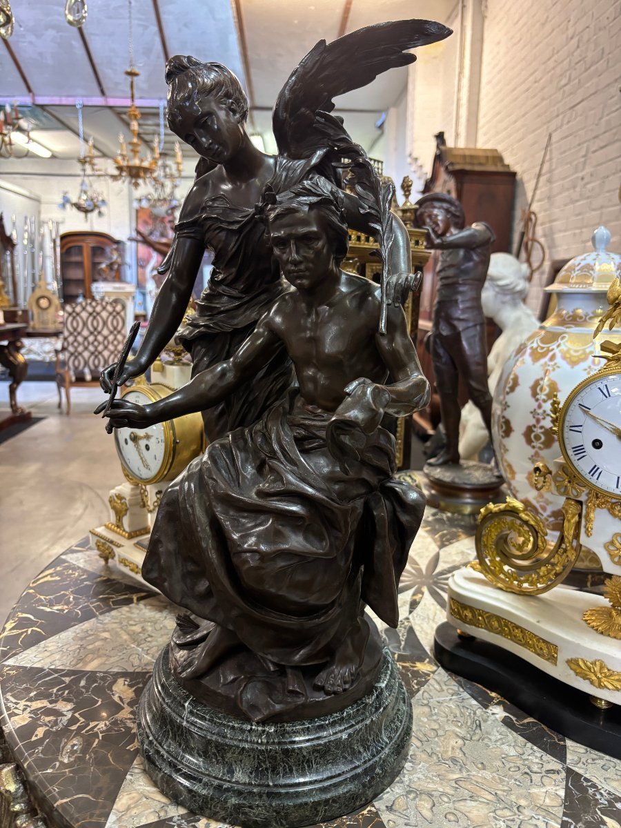 Bronze Sculpture "allegory Of The Arts" By Henri Plé 19th Century.-photo-6