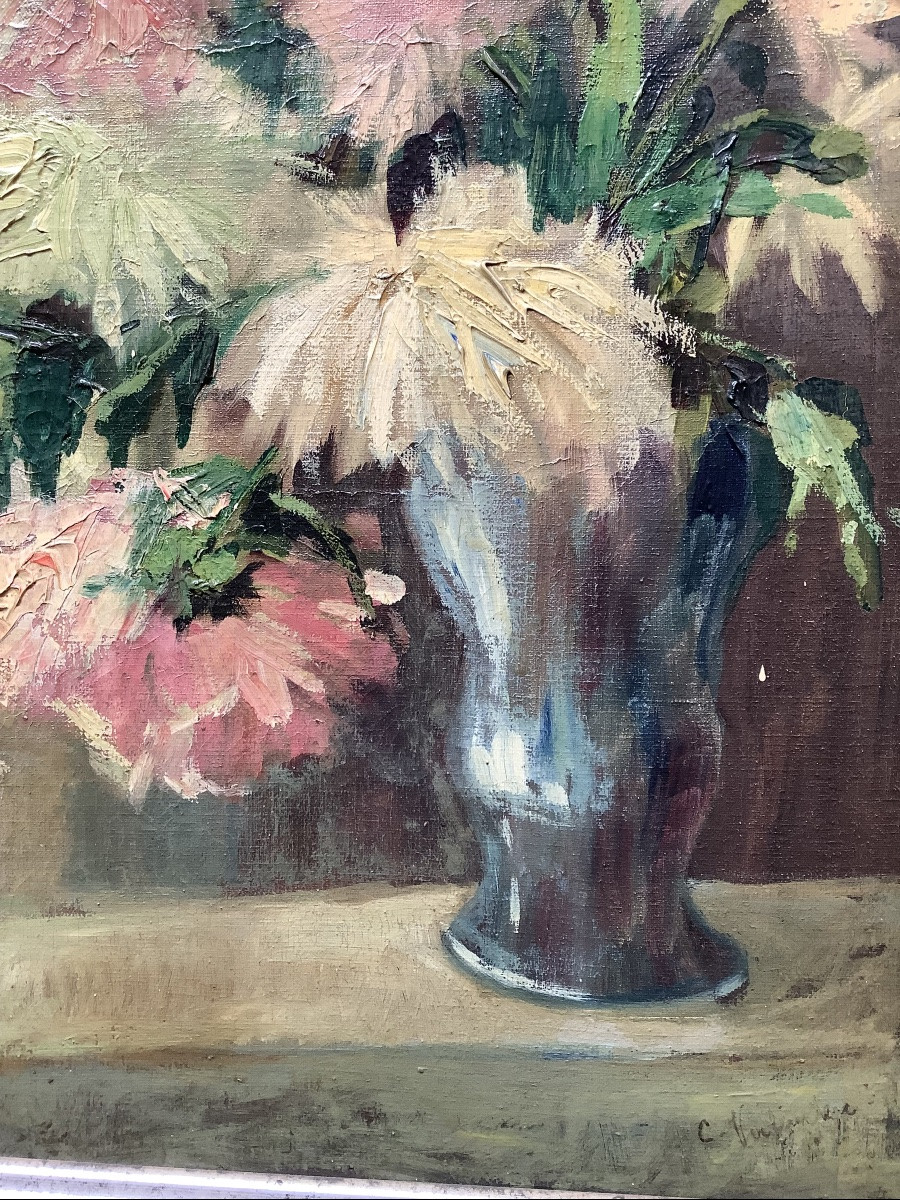 C.Verlinde ,nature morte aux fleurs Paris vers 1960 -photo-1