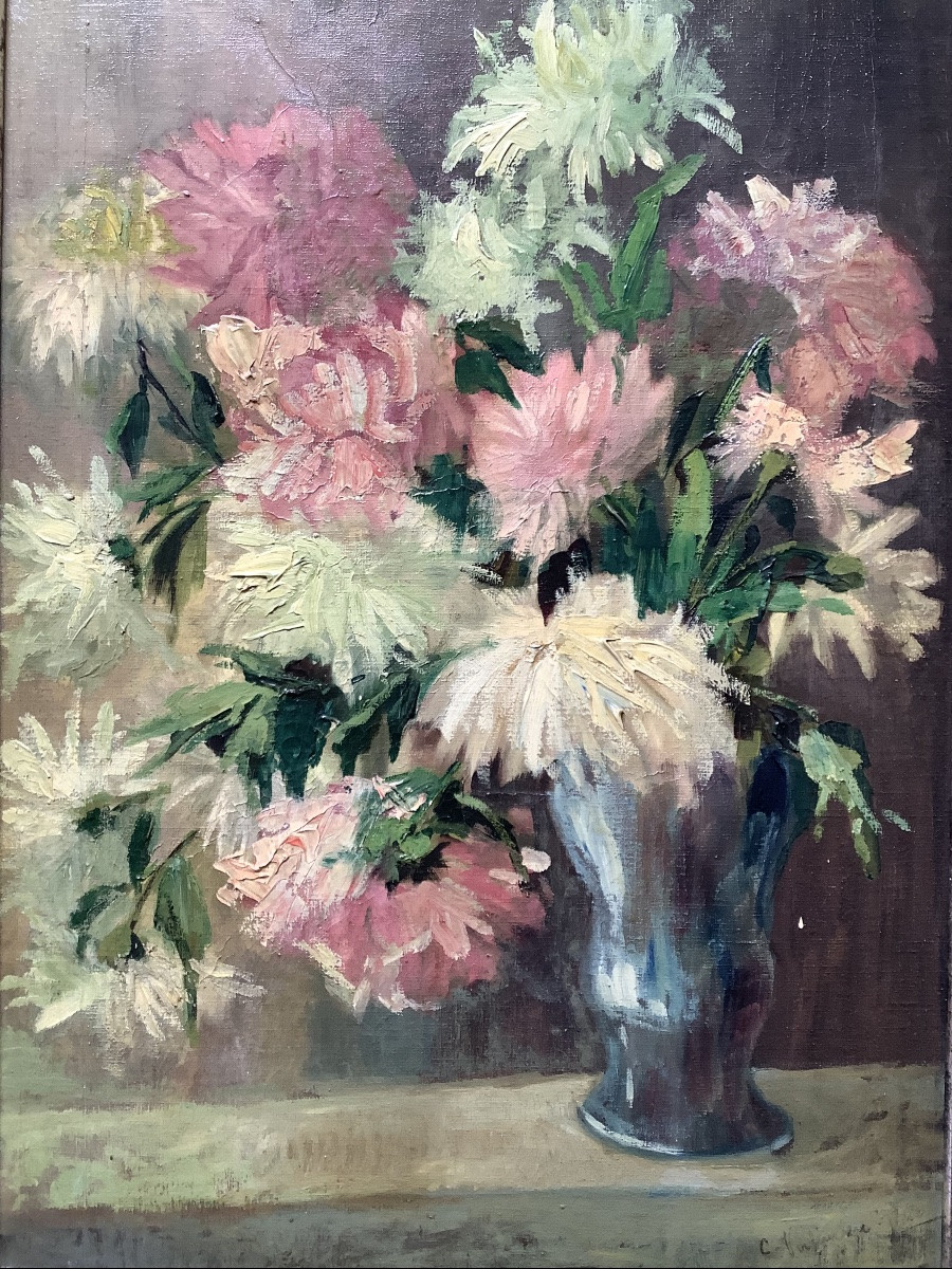 C.Verlinde ,nature morte aux fleurs Paris vers 1960 -photo-6