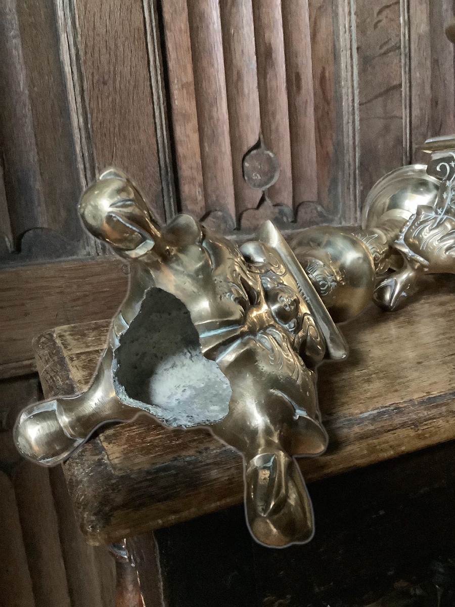 Pair Of Baroque Bronze Candlesticks Circa 1675 -photo-3