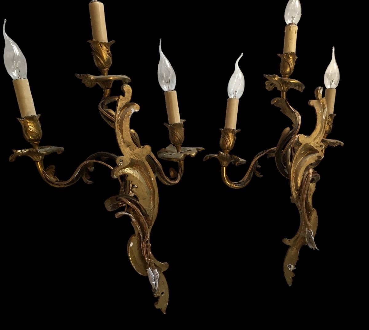 Louis XV Style Three-light Wall Lights 62 Cm -photo-2